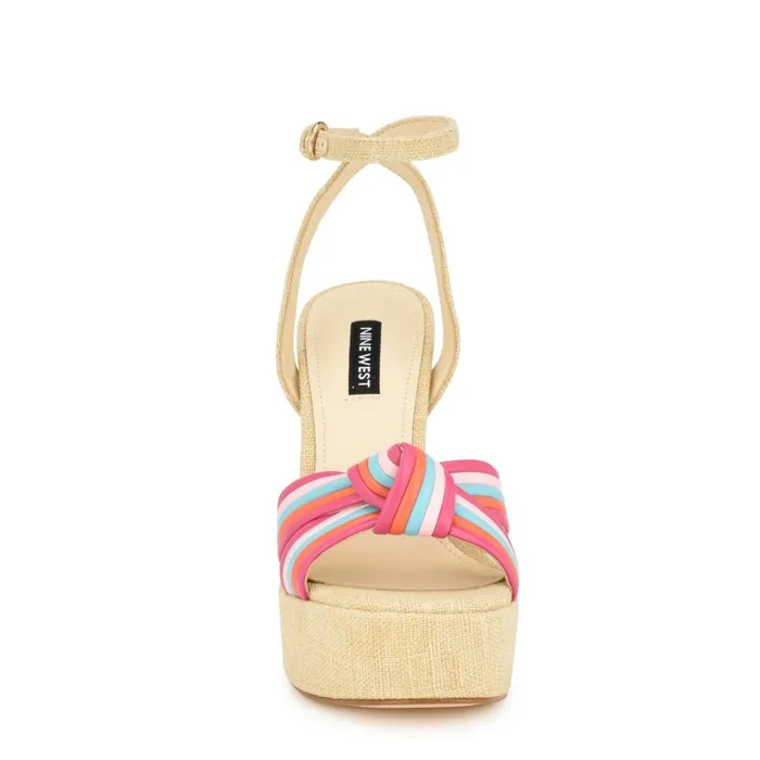 Irna Platform Ankle Strap Knotted Sandals Pink Women Nine West Sandals