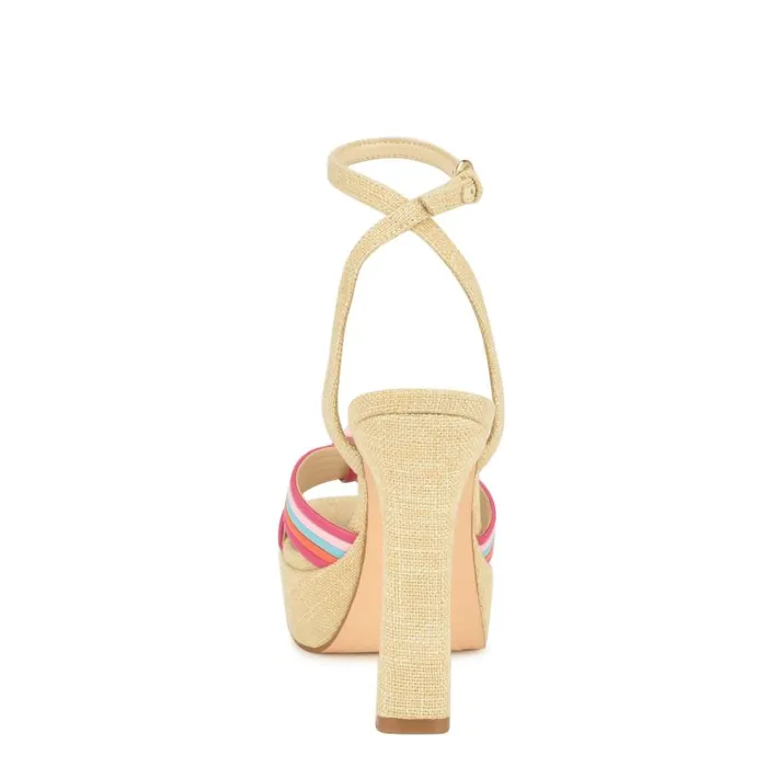 Irna Platform Ankle Strap Knotted Sandals Pink Women Nine West Sandals