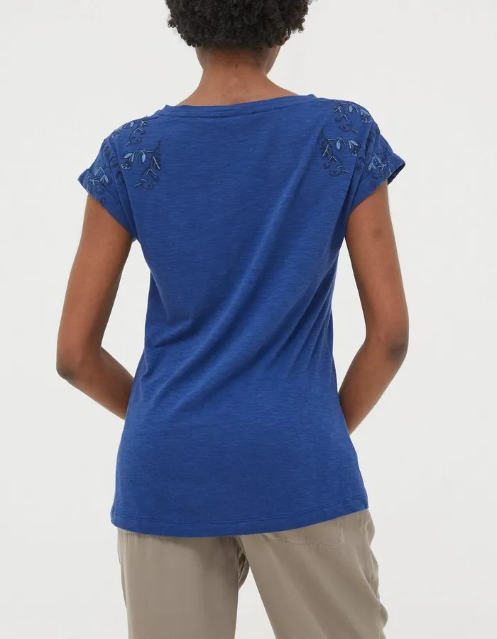 Ivy Embroidered T Shirt Blue Women FatFace Tops and TShirts