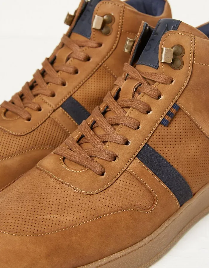Jacob High Top Trainer Tan Men FatFace Trainers
