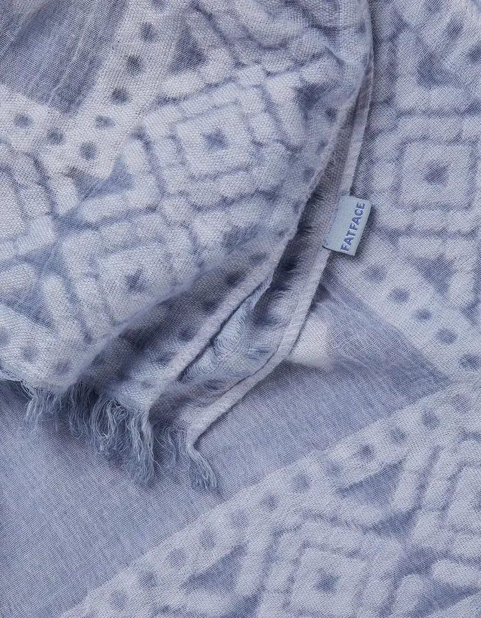 Jacquard Scarf Washed Blue Women FatFace Scarves