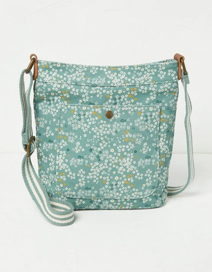 Janie Canvas Crossbody Bag Green Haze Women FatFace Bags and Purses