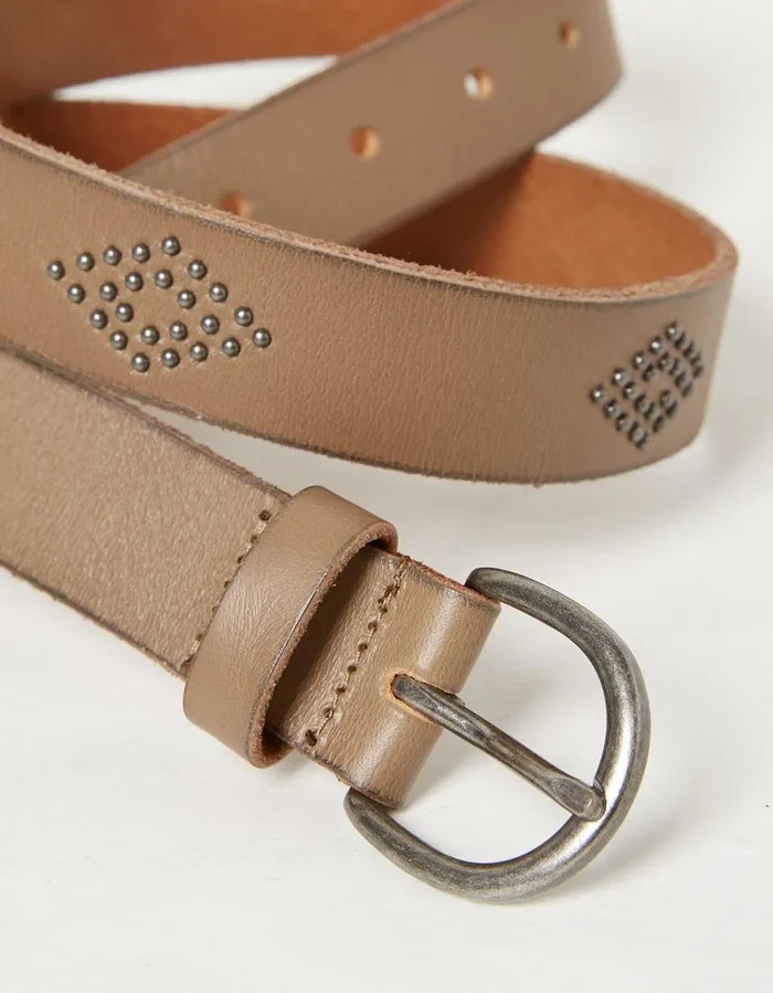 Jean Stud Leather Belt Washed Stone Women FatFace Belts