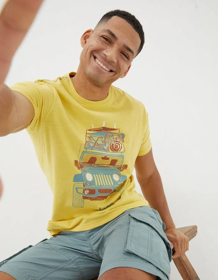 Jeep Front T Shirt Yellow Men FatFace TShirts