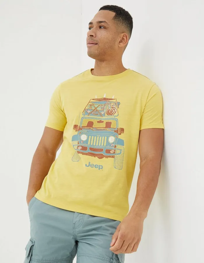 Jeep Front T Shirt Yellow Men FatFace TShirts