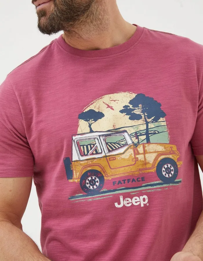 Jeep Off Road T Shirt Rose Pink Men FatFace TShirts