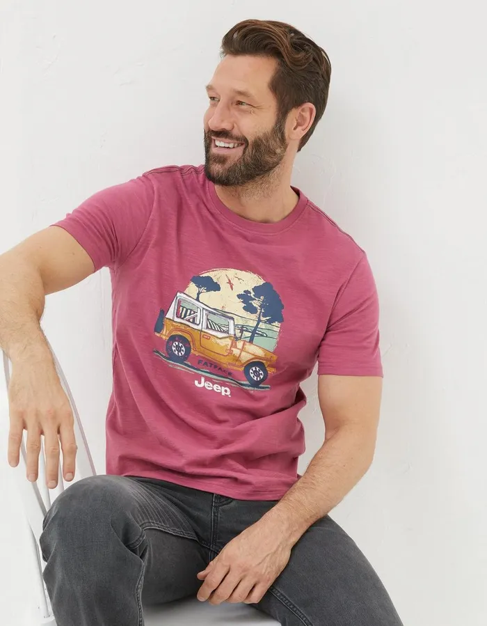 Jeep Off Road T Shirt Rose Pink Men FatFace TShirts