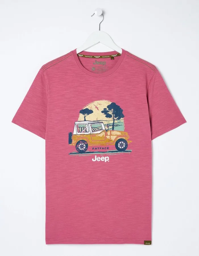 Jeep Off Road T Shirt Rose Pink Men FatFace TShirts