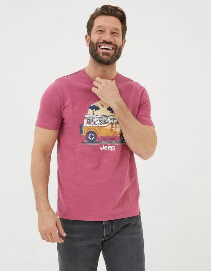 Jeep Off Road T Shirt Rose Pink Men FatFace TShirts