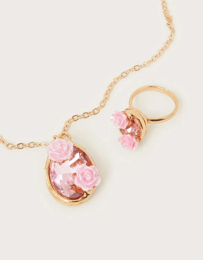 Jewel Flower Necklace And Ring Set Children Monsoon Girls039 Jewellery