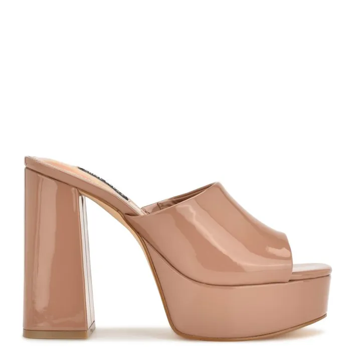 Jilie Platform Slide Sandals Clay Patent Women Nine West Heels