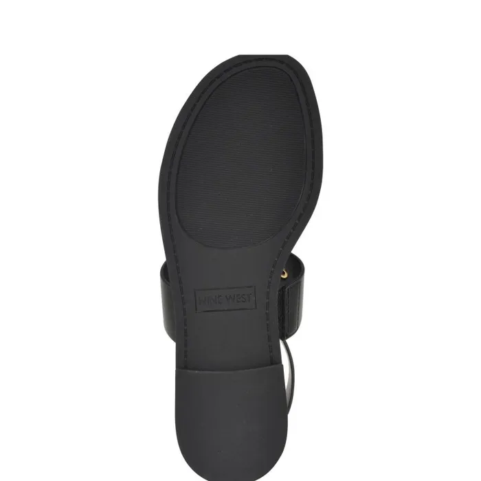 Jouise Ankle Strap Flat Sandals Black Women Nine West Sandals