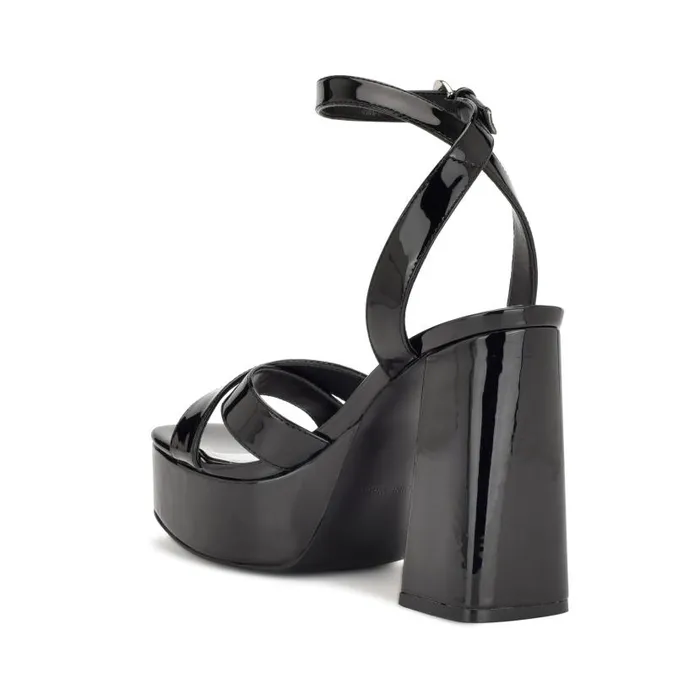 Joya Platform Sandals Black Patent Women Nine West Sandals