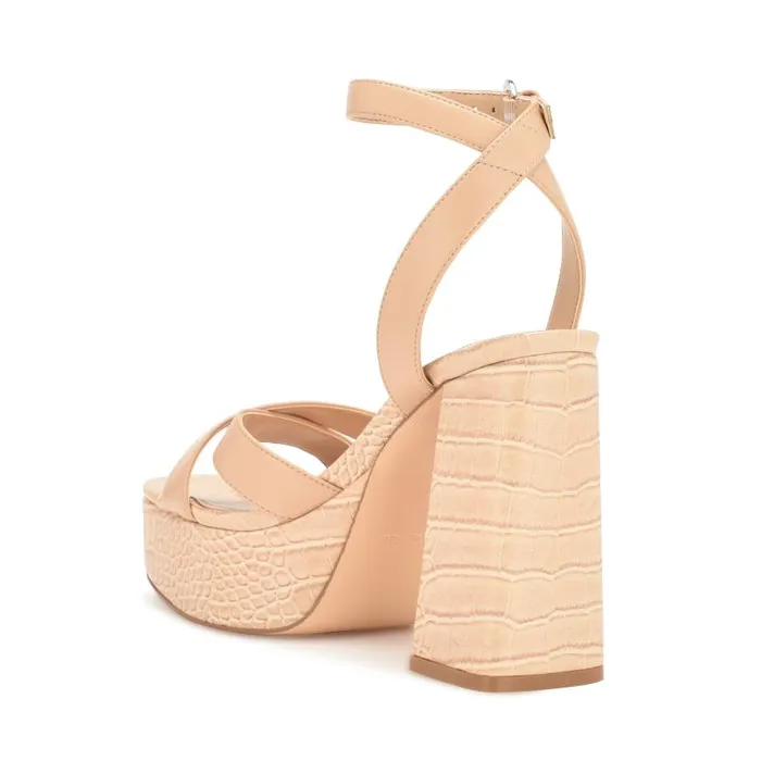 Joya Platform Sandals Warm Blush Croco Women Nine West Heels