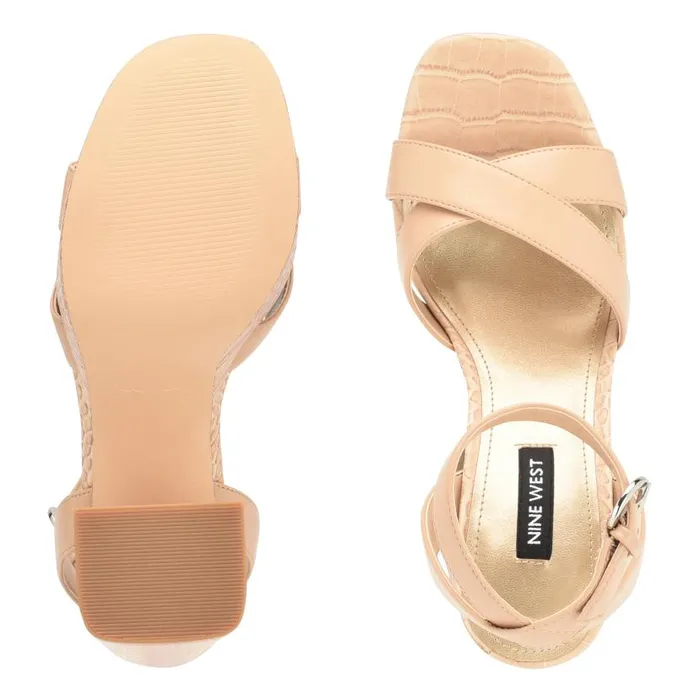 Joya Platform Sandals Warm Blush Croco Women Nine West Heels