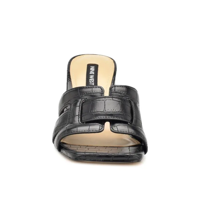 Kaelyn Slide Sandals Black Croco Women Nine West Sandals