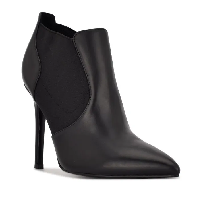 Kaia Dress Booties Black Leather Women Nine West Heels