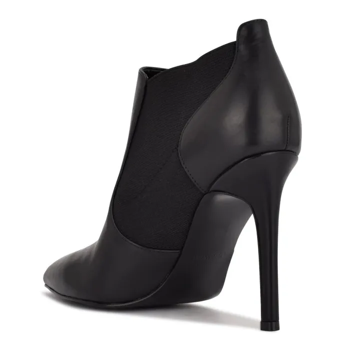 Kaia Dress Booties Black Leather Women Nine West Heels