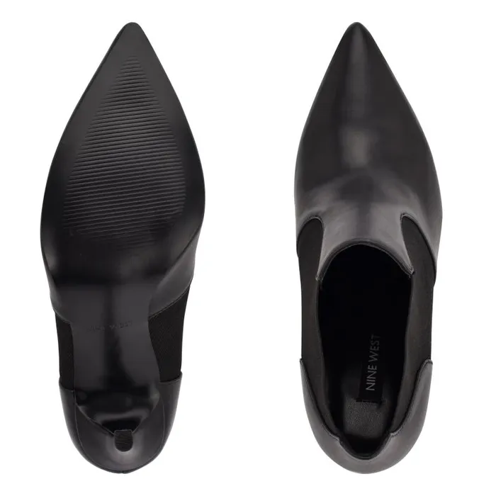 Kaia Dress Booties Black Leather Women Nine West Heels
