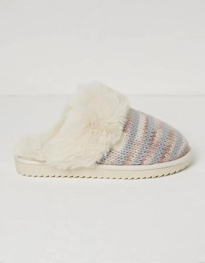 Kaia Knitted Mule Slippers Ivory Women FatFace Slippers