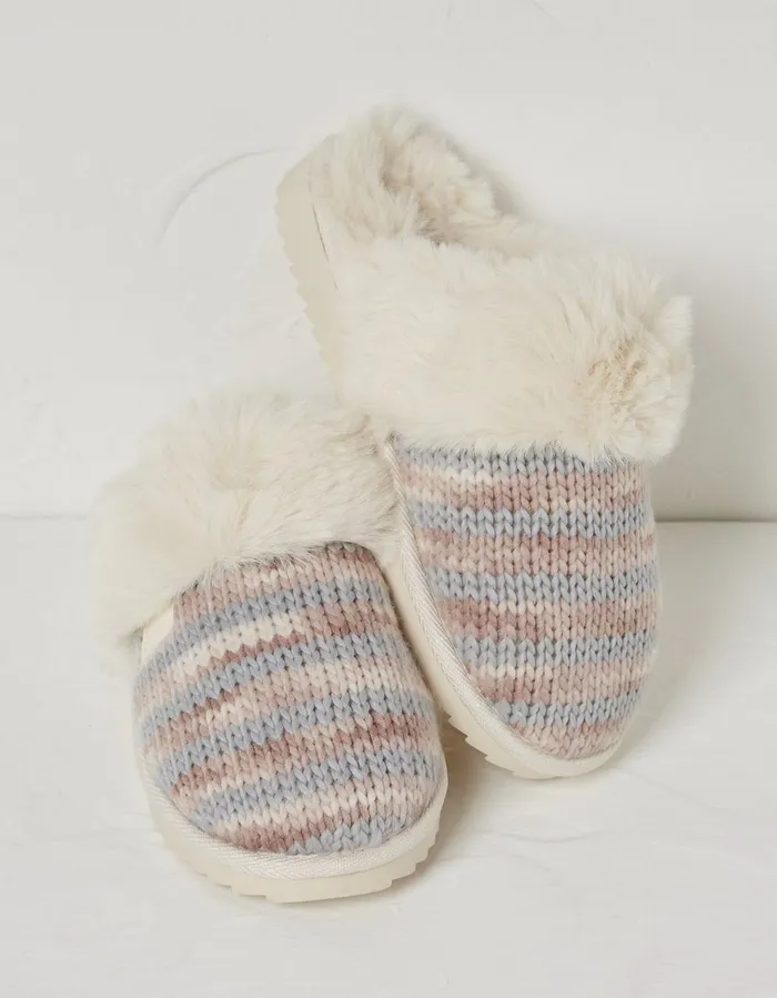 Kaia Knitted Mule Slippers Ivory Women FatFace Slippers