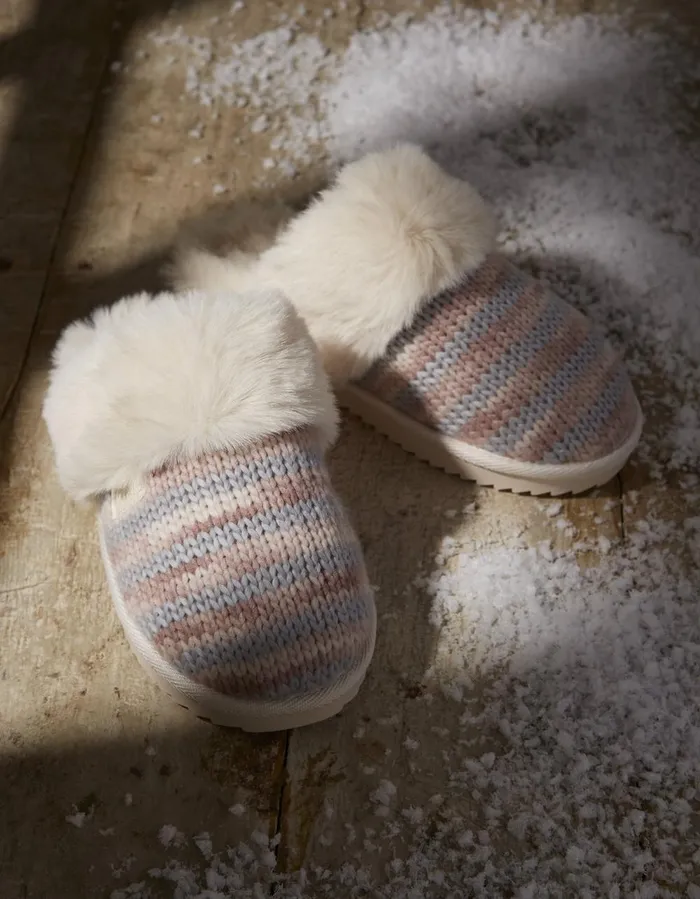 Kaia Knitted Mule Slippers Ivory Women FatFace Slippers