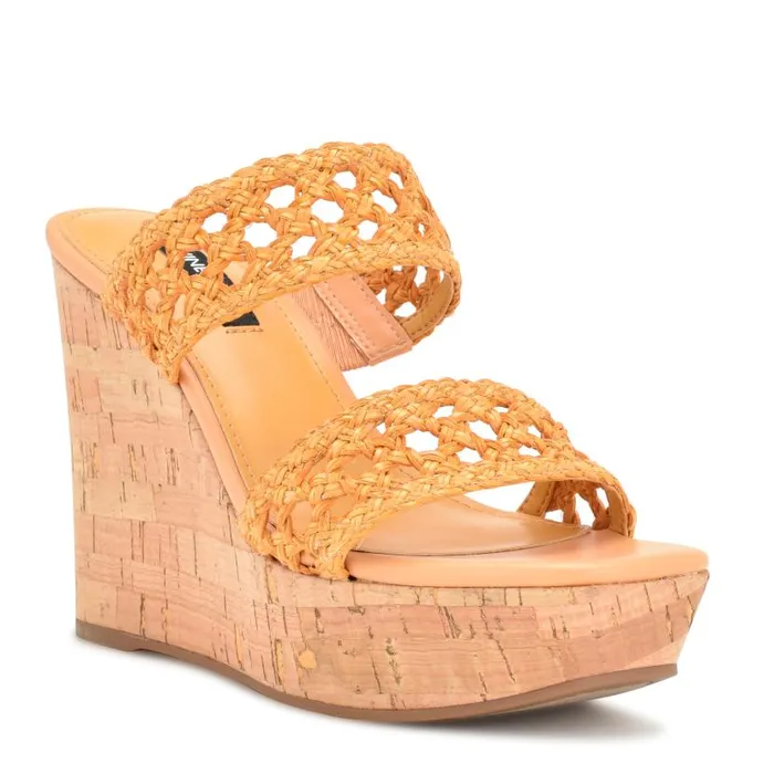 Kalani Wedge Sandals Yellow Women Nine West Sandals