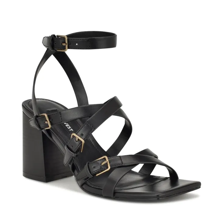 Karrly Ankle Strap Heeled Sandals Black Women Nine West Heels