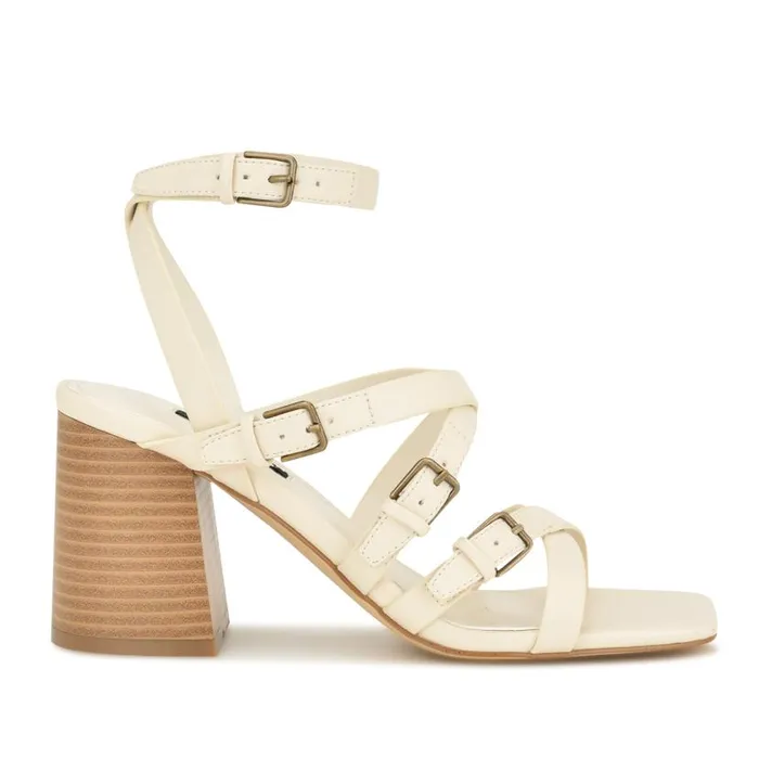 Karrly Ankle Strap Heeled Sandals Ivory Women Nine West Heels