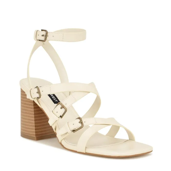 Karrly Ankle Strap Heeled Sandals Ivory Women Nine West Heels
