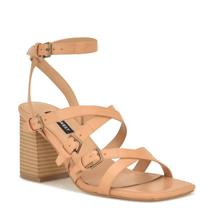 Karrly Ankle Strap Heeled Sandals Light Natural Women Nine West Sandals