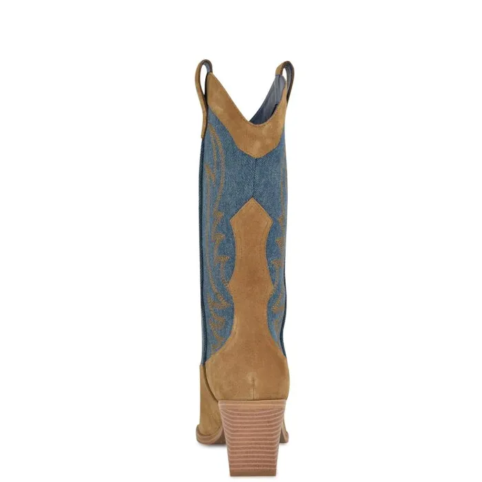 Keeks Western Boot Denimbrown Suede Women Nine West Boots and Booties