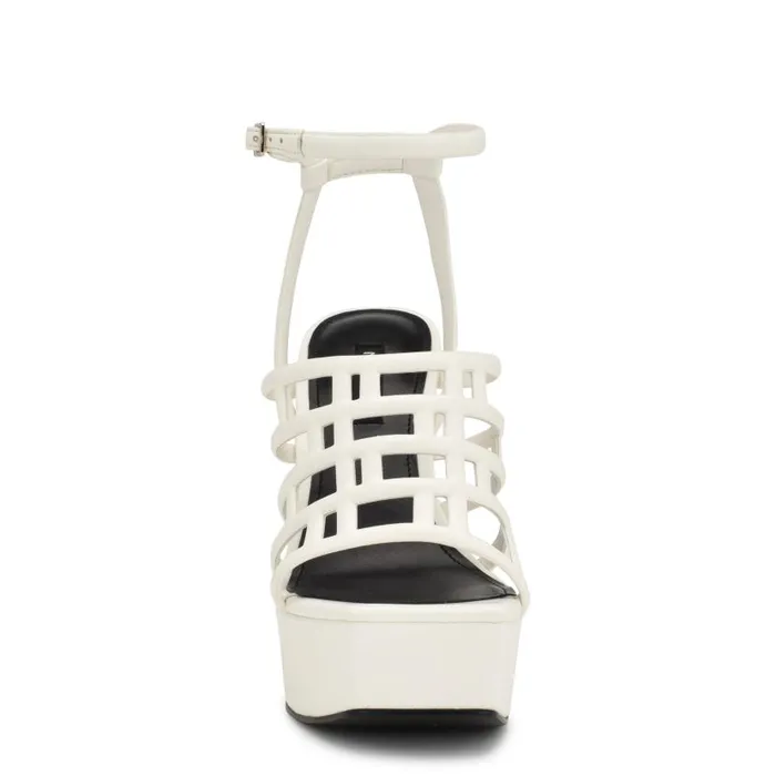 Kelinda Ankle Strap Platform Sandals White Women Nine West Heels