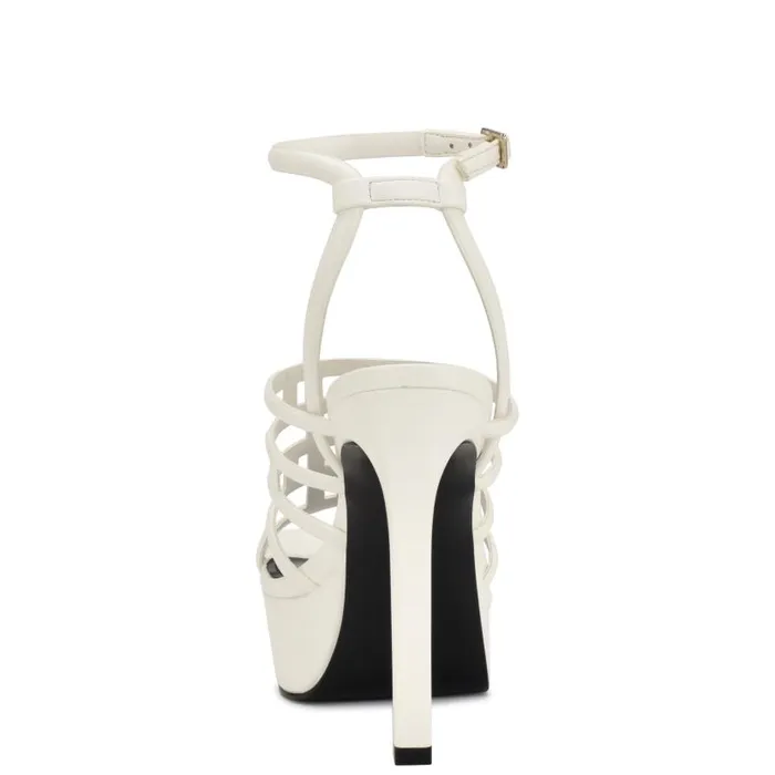 Kelinda Ankle Strap Platform Sandals White Women Nine West Heels