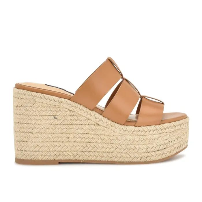 Keran Espadrille Slide Sandals Brown Women Nine West Sandals