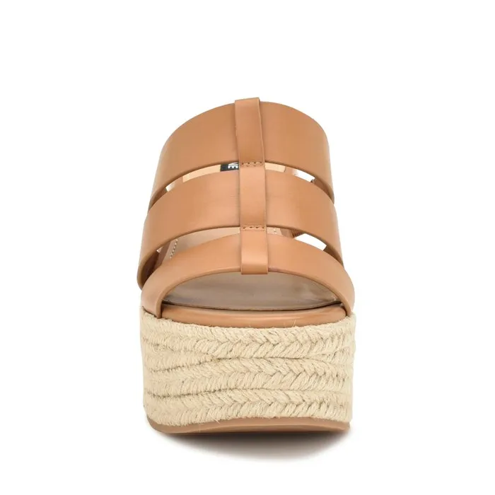 Keran Espadrille Slide Sandals Brown Women Nine West Sandals
