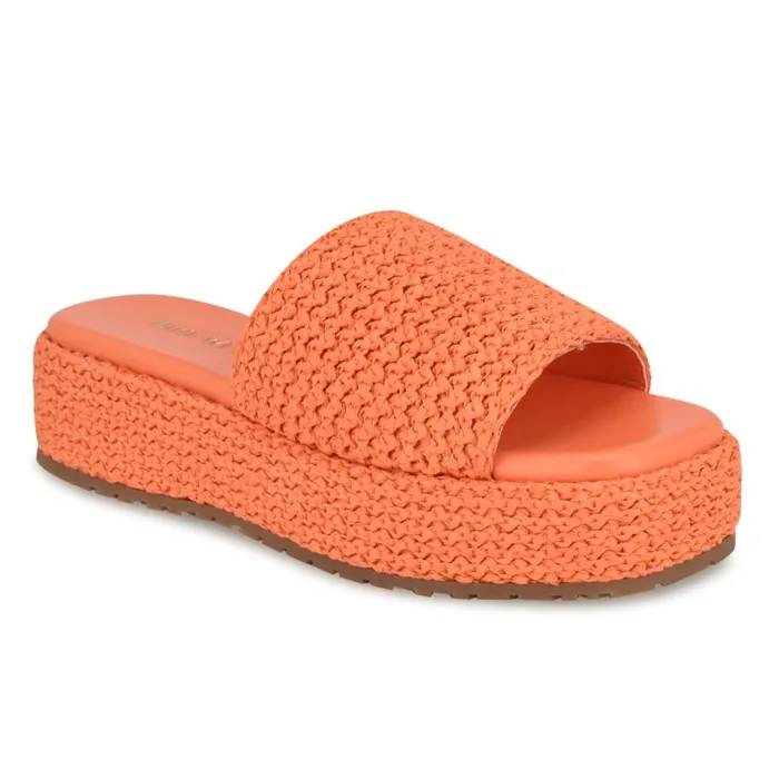 Keziah Flatform Slide Sandals Orange Women Nine West Sandals