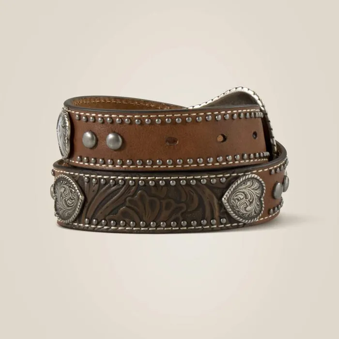 Kids Belts Ariat Heart Medallion Belt Brown Kids Belts Ariat Heart Medallion Belt Brown