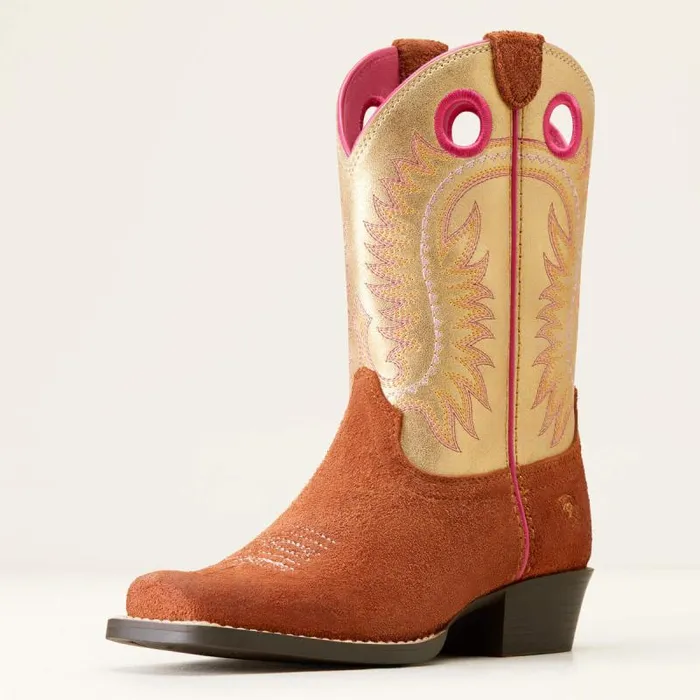 Kids Big Kids039 Footwear Ariat Derby Monroe Western Boot Terracotta Roughout
