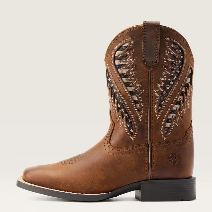 Kids Big Kids039 Footwear Ariat Quickdraw VentTEK Western Boot Distressed Tan