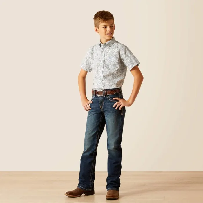 Kids Button Down Shirts Ariat Jett Classic Fit Shirt Ceramic Teal