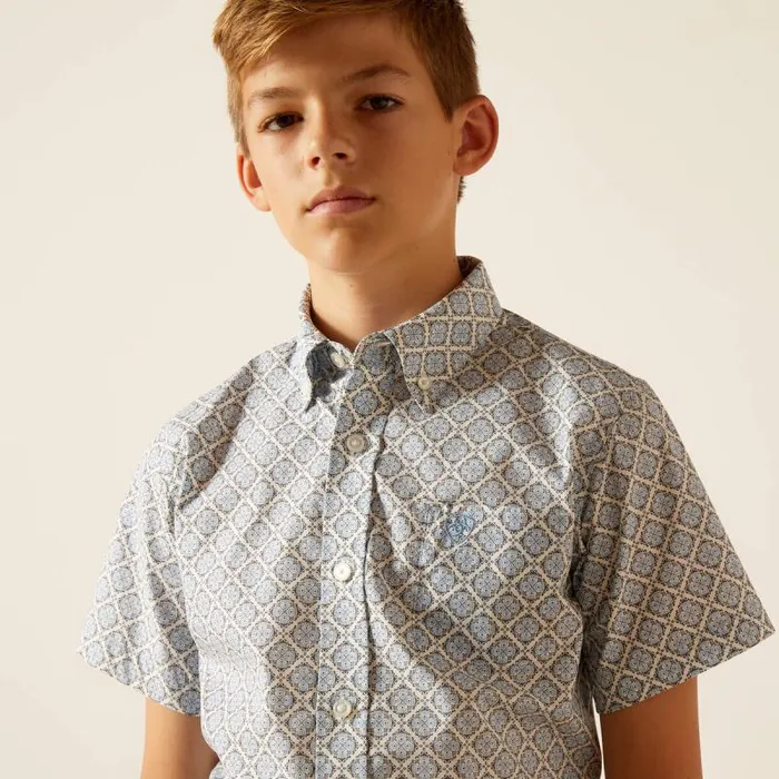 Kids Button Down Shirts Ariat Jett Classic Fit Shirt Ceramic Teal
