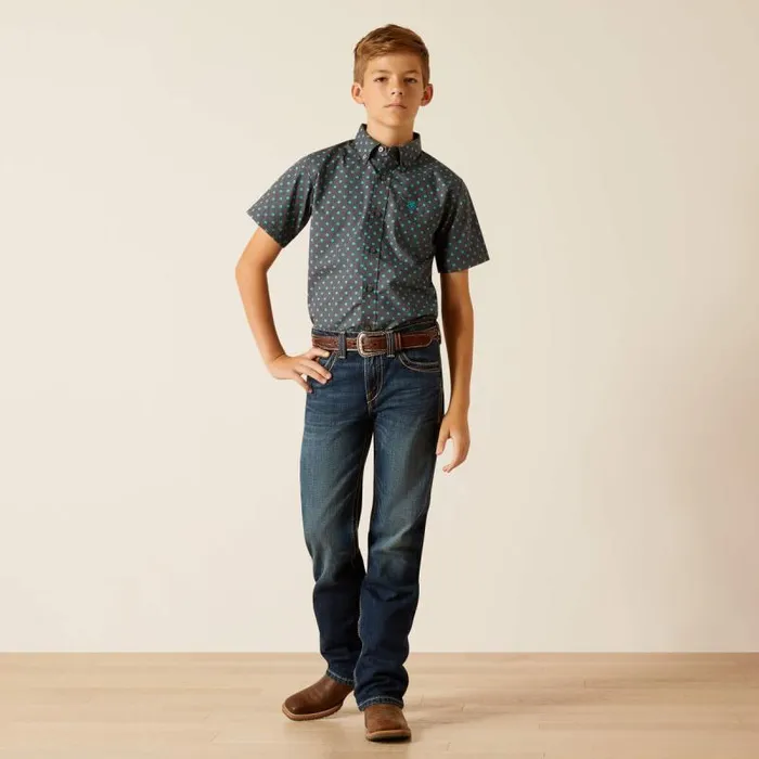 Kids Button Down Shirts Ariat Johnnie Classic Fit Shirt Grey Kids Button Down Shirts Ariat Johnnie Classic Fit Shirt Grey