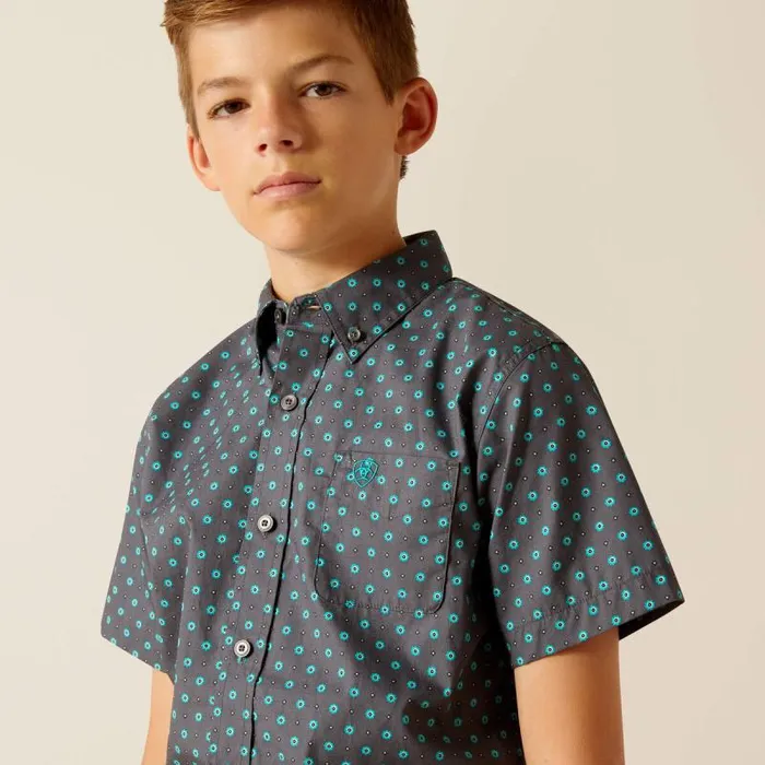 Kids Button Down Shirts Ariat Johnnie Classic Fit Shirt Grey Kids Button Down Shirts Ariat Johnnie Classic Fit Shirt Grey