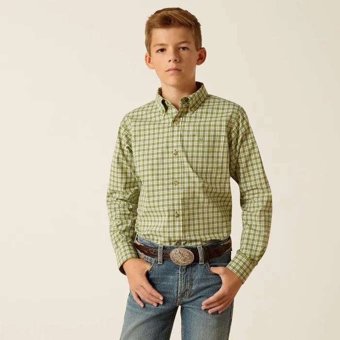 Kids Button Down Shirts Ariat Pro Series Eilad Classic Fit Shirt Green