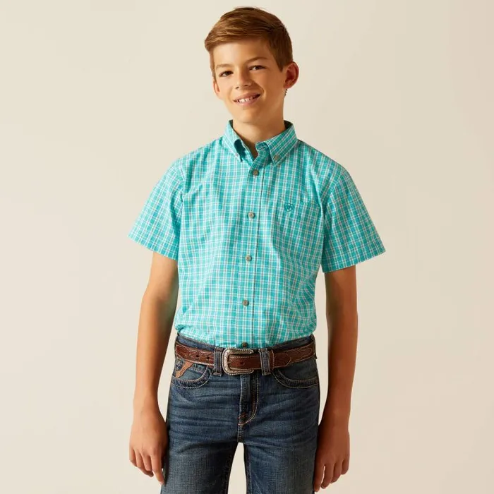 Kids Button Down Shirts Ariat Pro Series Jensen Classic Fit Shirt Turquoise