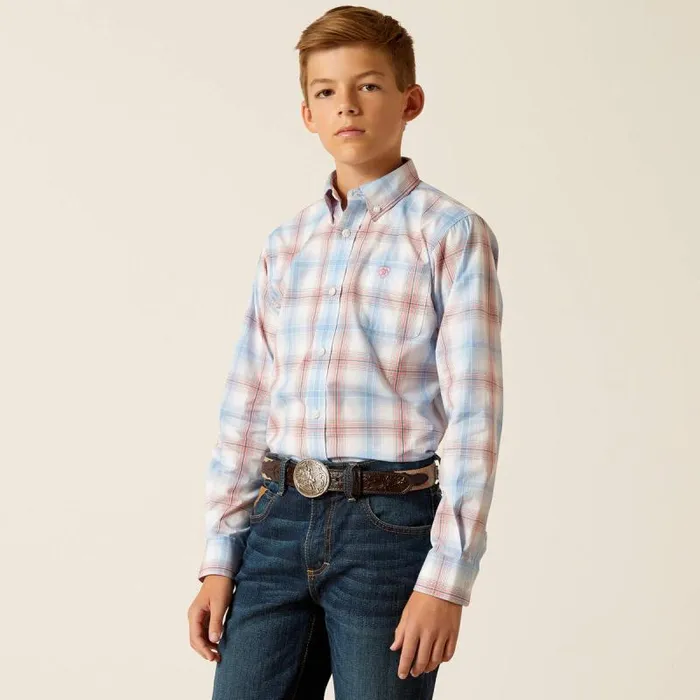 Kids Button Down Shirts Ariat Pro Series Joshua Classic Fit Shirt Ceramic Teal