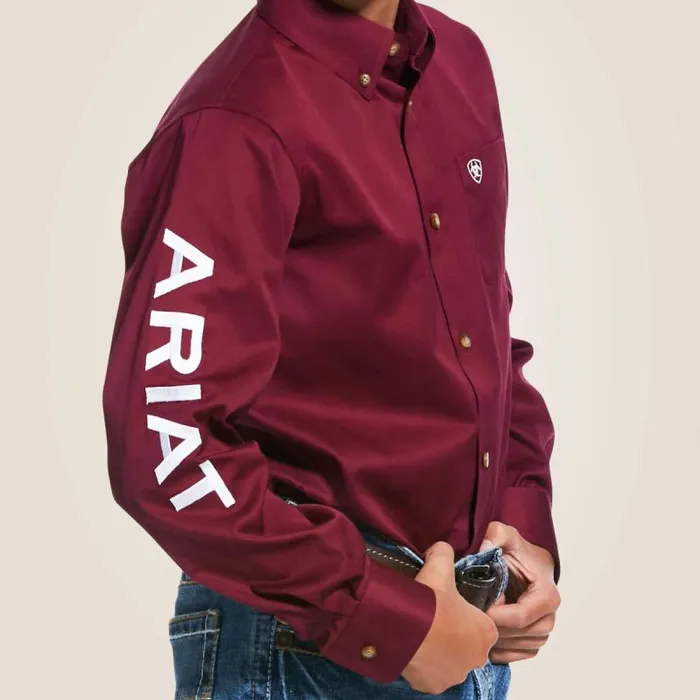 Kids Button Down Shirts Ariat Team Logo Twill Classic Fit Shirt Burgundywhite Kids Button Down Shirts Ariat Team Logo Twill Classic Fit Shirt Burgundywhite