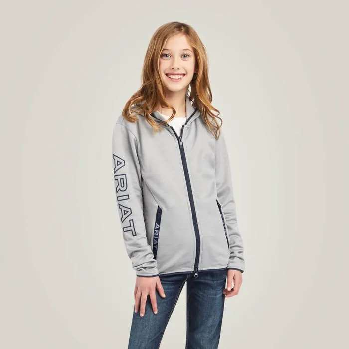 Kids English Riding Clothing Ariat Byron Full Zip Hoodie Heather Grey