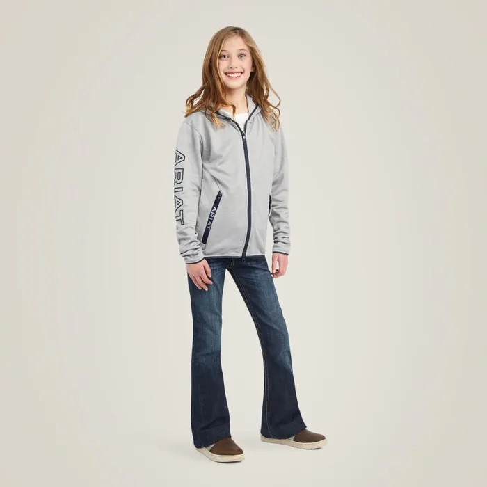 Kids English Riding Clothing Ariat Byron Full Zip Hoodie Heather Grey Kids English Riding Clothing Ariat Byron Full Zip Hoodie Heather Grey